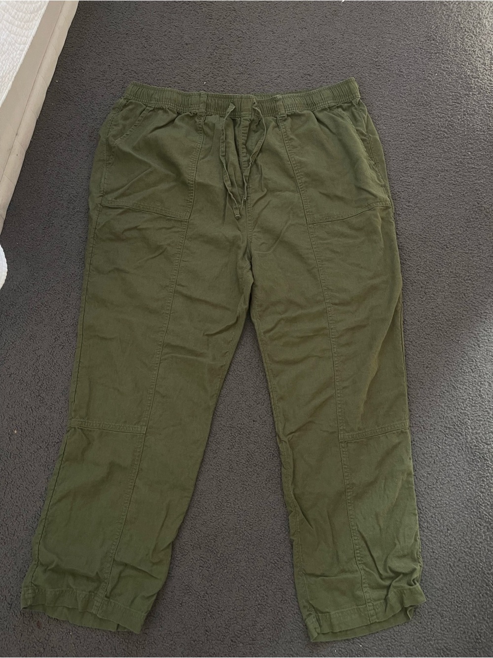 Time and Tru Olive Green Cargo Drawstring Pants Sz 16-18